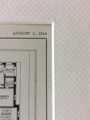 Belle Court Apartments, Portland, OR, 1914, Original Lithograph -