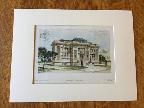 Library, University of Maine, Bangor, ME, 1905, Original Hand Colored -