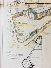 Cadet Armory, Boston, MA, 1887, William Preston, Original Hand Colored
