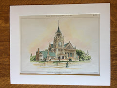 Congregational Church, Whitinsville, MA, 1899, Henry Phillips, Original Hand Colored