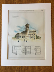 Central Fire Station, City of Somerville, MA, 1894. Original Hand Colored
