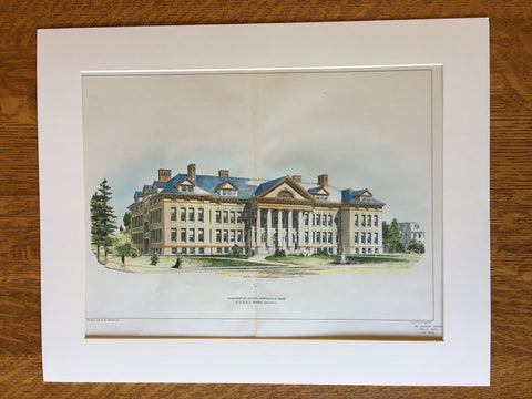 Chestnut Street School, Springfield, MA, 1903, Original Hand Colored