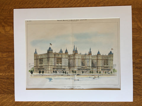 Commonwealth Hotel, Boston, MA, 1896, Original Hand Colored