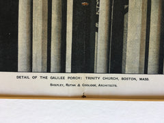 Galilee Porch, Trinity Church, Boston, MA, 1898, Photogravure