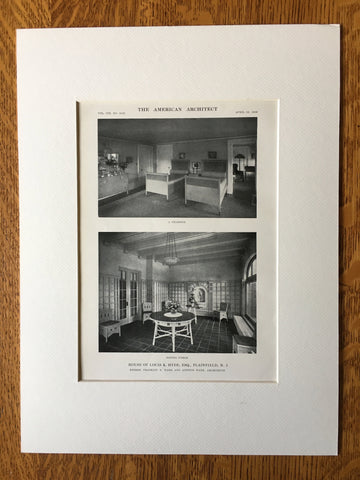 Chamber & Dining Porch, Louis K Hyde House, Plainfield, NJ, 1916, Lithograph