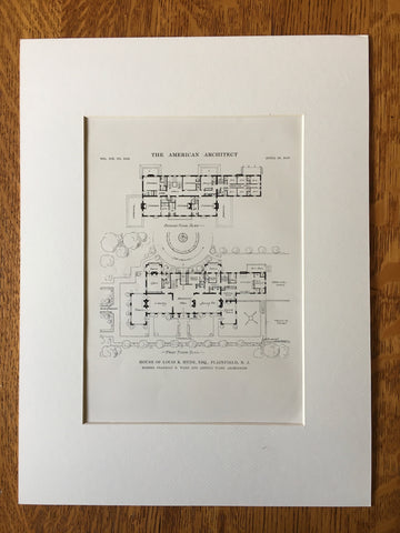 House Plan, Louis K Hyde, Plainfield, NJ, 1916, Lithograph