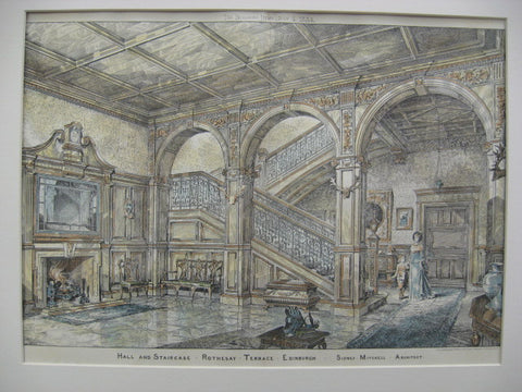 Hall and Staircase at Rothesay Terrace, Edinburgh, Scotland, UK, 1884, Sidney Mitchell