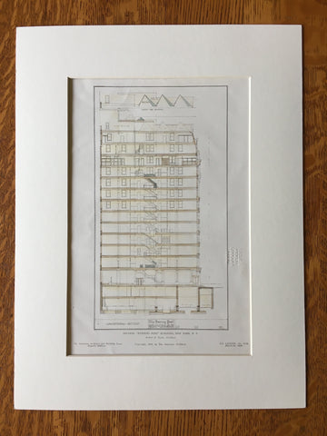 Evening Post Building, New York, NY, 1906, Robert Kohn, Original Hand Colored -