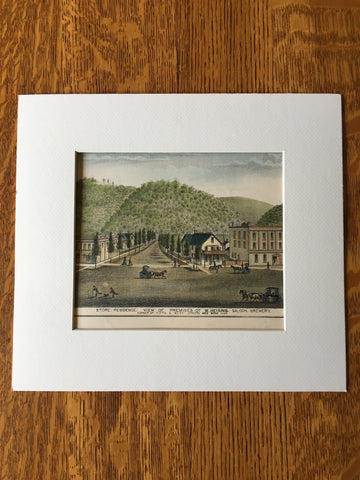 W Heising Saloon & Brewery, Red Wing, MN, 1874, Original Hand Colored -