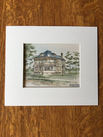 House, Chicopee Falls, MA, 1886, G Kirkham, Original Hand Colored -