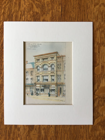 Store & Office for B Burgunder, Wilkes Barre, PA, 1886, Original Hand Colored -