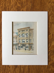 Store & Office for B Burgunder, Wilkes Barre, PA, 1886, Original Hand Colored -