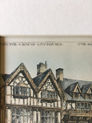Row of City Houses for Alfred Moore, San Francisco, CA, 1886, Original Hand Colored -