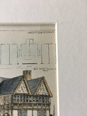 Row of City Houses for Alfred Moore, San Francisco, CA, 1886, Original Hand Colored -