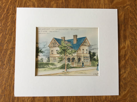 Residence in Washington Heights, Washington DC, 1900, Original Hand Colored -