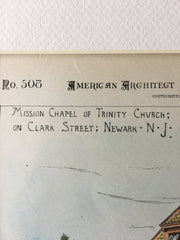 Mission Chapel of Trinity Church, Newark, NJ, 1885, Original Hand Colored -