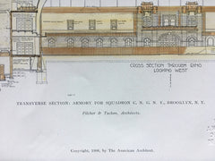 Armory, Squad C, National Guard, Brooklyn, NY, 1906, Hand Colored Original -