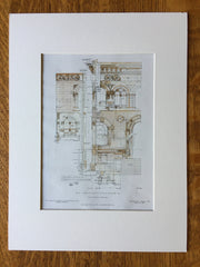 Maryland Institute Building, Baltimore, MD, Details, 1907, Original Hand Colored -