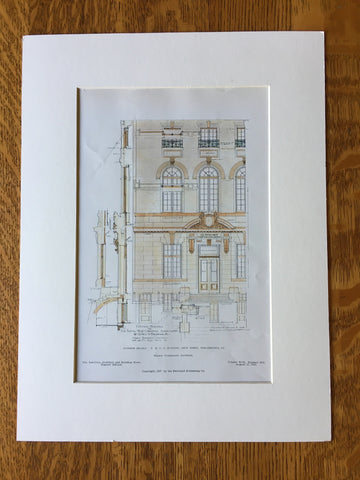 YMCA, Arch Street, Philadelphia, PA, 1907, H Trumbauer, Original Hand Colored -