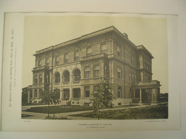 Columbian Club-House, St. Louis, MO, 1895, A. F. Rosenheim