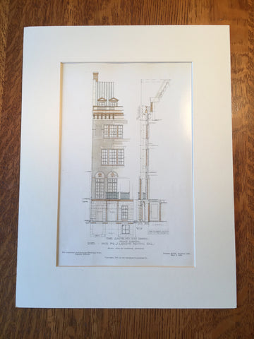 J Langdon Erving House, 62 E 80th Street, New York, 1908, Original Hand Colored -