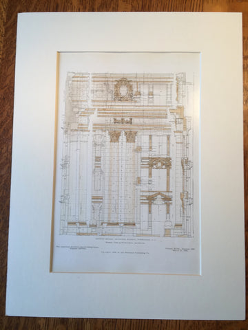 Municipal Building Washington DC, 1908, Cope & Stewardson, Original Hand Colored -