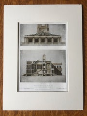 City Hall from 1803, Cross Section, New York, NY, 1908, Original Hand Colored -
