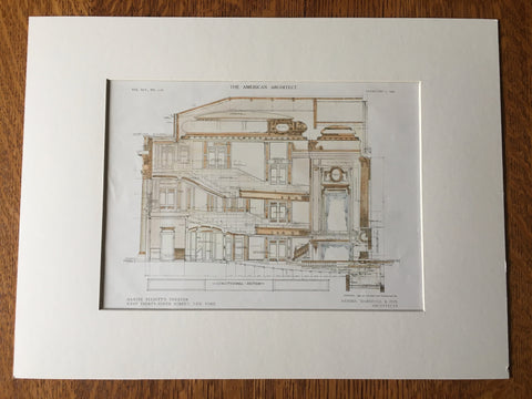 Maxine Elliot's Theater, Details, W 39th, New York, 1909, Original Hand Colored -