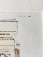 Maxine Elliot's Theater, Details, W 39th, New York, 1909, Original Hand Colored -