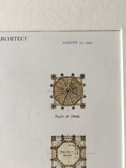 Church of St Vincent Ferrer, Tower Details, NY, 1909, Original Hand Colored -