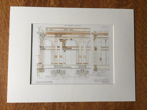 Metropolitan Life, Details, Madison Square, NY, 1909, Original Hand Colored -