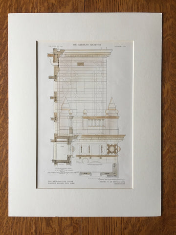 Metropolitan Life, Tower, Madison Square, NY, 1909, Original Hand Colored -