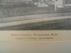 Union Church, Worcester, MA, 1897, Earle and Fisher