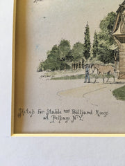 Stable, Pelham, NY, 1889, Walgrove & Israels, Original Hand Colored -