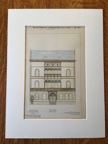 American Fine Arts Society, New York, NY, 1891, Original Hand Colored -