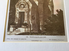 Mausoleum for Perry H Smith, Chicago, IL, 1888, Original Hand Colored -