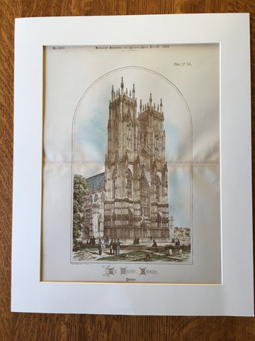 Minster Beverley, Yorkshire, England, UK, 1888, G G Scott, Original Hand Colored -