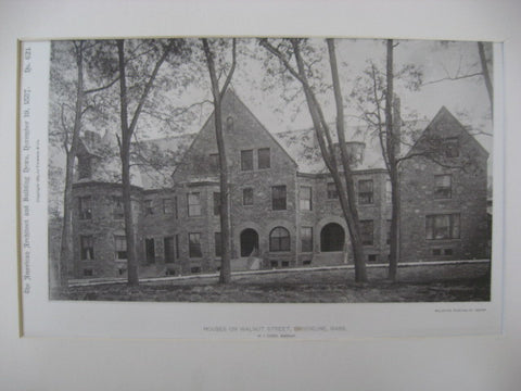 Walnut Street Houses, Brookline, MA, 1887, H. I. Cobb