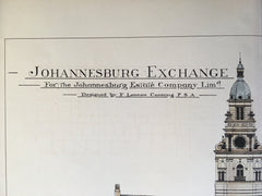 Johannesburg Stock Exchange, South Africa, 1893, Original Hand Colored -
