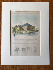 Fishing Lodge, Chaubunagungamaug Lake, MA, 1893, Original Hand Colored -