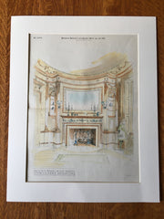 House, John Devlin, Dining Room Mantel, Boston, MA, 1895, Original Hand Colored