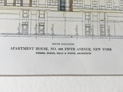Apartment House, 998 5th Avenue, New York, 1911, Original Hand Colored -