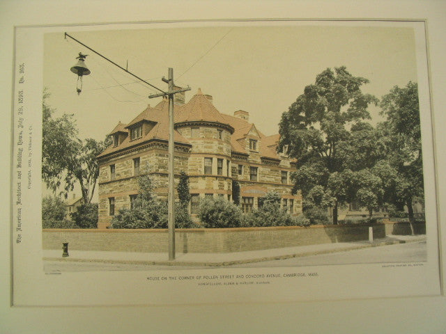 House on the Corner of Follen Street and Concord Avenue, Cambridge, MA, 1895, Longfellow, Alden & Harlow
