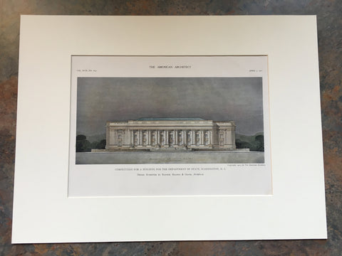 Department of State Building, Washington DC, 1911, Original Hand Colored -