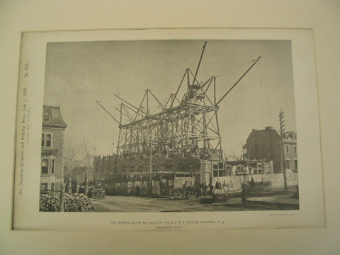 Derrick System Employed on the C. P. R. R. Station, Montreal, CAN, 1888, Bruce Price