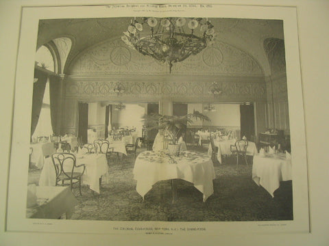 The Dining-Room of the Colonial Club-House, New York, NY, 1894, Henry F. Kilburn