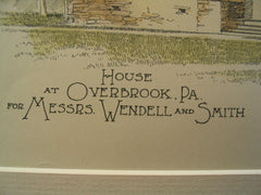 House for Messrs. Wendell and Smith, Overbrook, PA, 1893, Boyd and Boyd