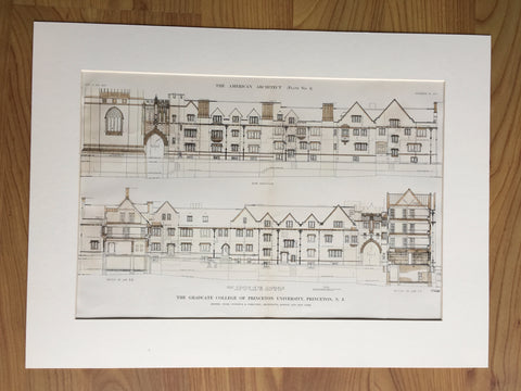 Graduate College, Princeton University, NJ, 1911, Original Hand Colored -