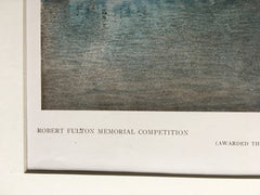 Robert Fulton Memorial, River View, New York, 1910, Original Hand Colored -