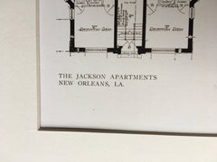 Jackson Apartments, New Orleans, LA, 1911, Stone Brothers, Original Hand Colored -